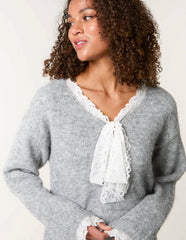 Lace Trim Pussybow Jumper