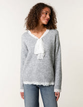 Lace Trim Pussybow Jumper
