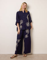 Floral Embroidery Trousers