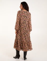 Floral Button Through Midi Dress