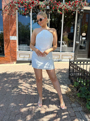 Alessia White Halter A-Line Mini Dress
