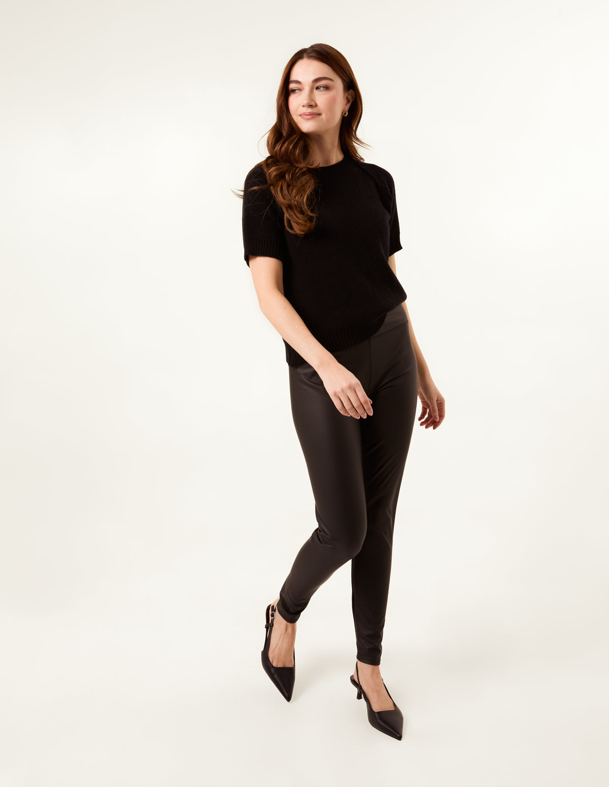 Black High Waist PU Elasticated Leggings