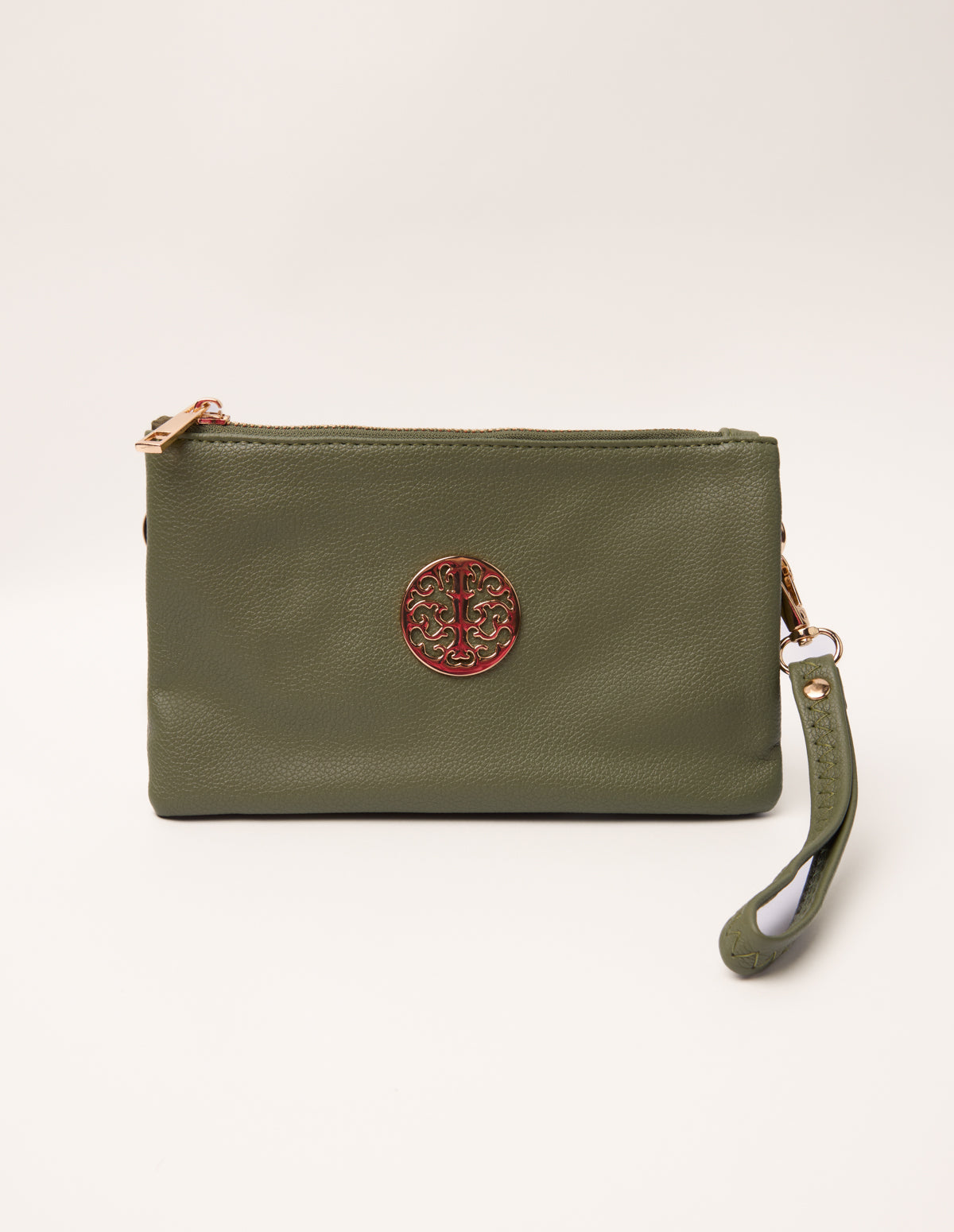 Detailed Zip Up Purse With Detachable Strap