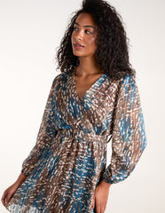 Metallic Chiffon Crossover Dress