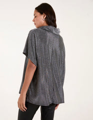 Roll Neck Oversize Metallic Top
