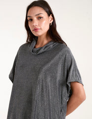 Roll Neck Oversize Metallic Top