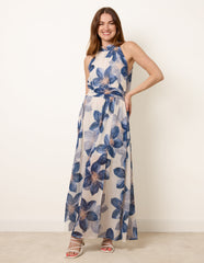 Floral Print Halter Neck Occasion Dress