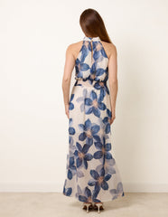 Floral Print Halter Neck Occasion Dress