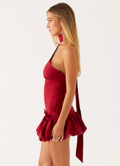 Belina Scarf Mini Dress - Merlot