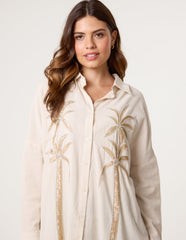 Shirt With Golden Palm Trees