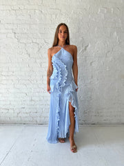 Chloe Blue Chiffon Textured Midi Dress