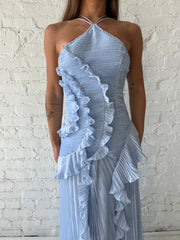 Chloe Blue Chiffon Textured Midi Dress