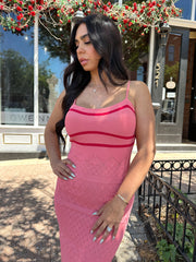 Ellen Pink Spaghetti Strap Knit Dress