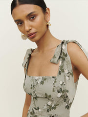 BUDDING BEAUTY SPLIT FLORAL MAXI DRESS - GREY