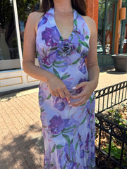 Kelsey Purple Floral Halter Maxi Dress