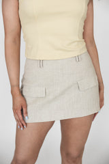 Rowan Neutral Linen Mini Skort