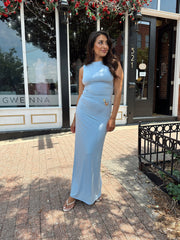 Rue Light Blue Ruched Maxi Set