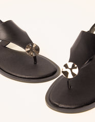 Faux Leather Metal Detail Sandals