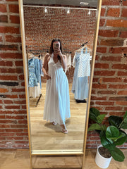 Tay Smocked Halter Midi Dress- White