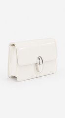 Rome Glossy Clutch Shoulder Bag - Ivory