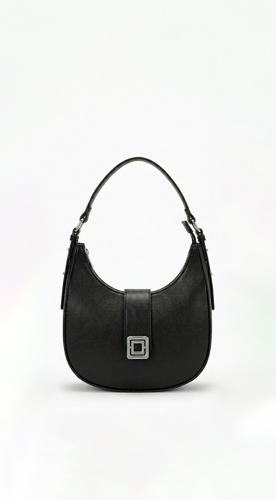 Izzy Faux Leather Hobo Bag - Black