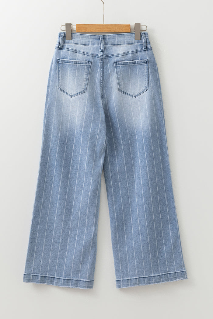 Beau Blue Multi Buttons Wide Leg Jeans
