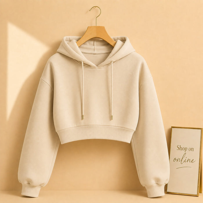 BEIGE CROP HOOD