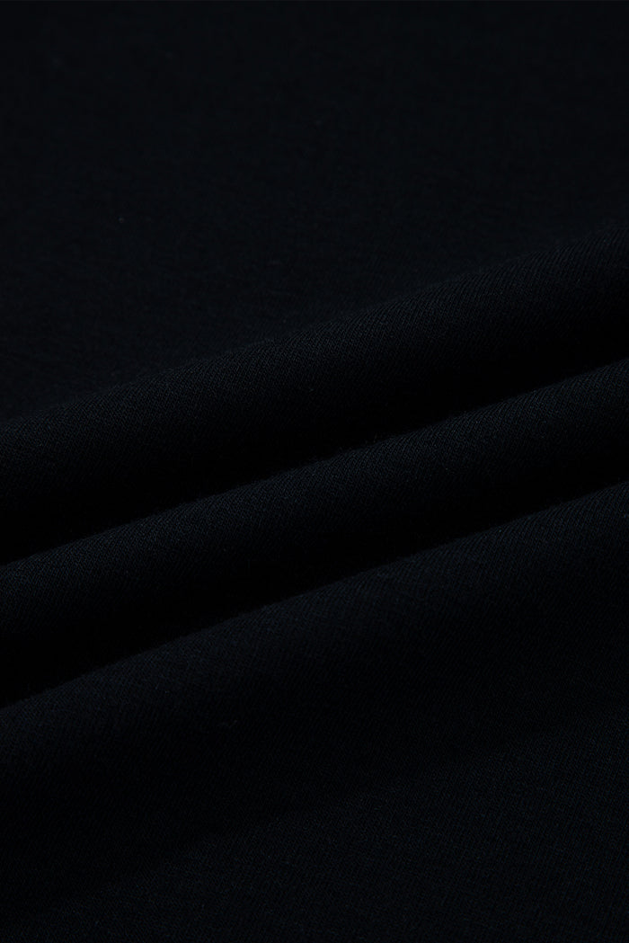 Black  Asymmetric Seam Detail Solid Color Long Sleeve Top