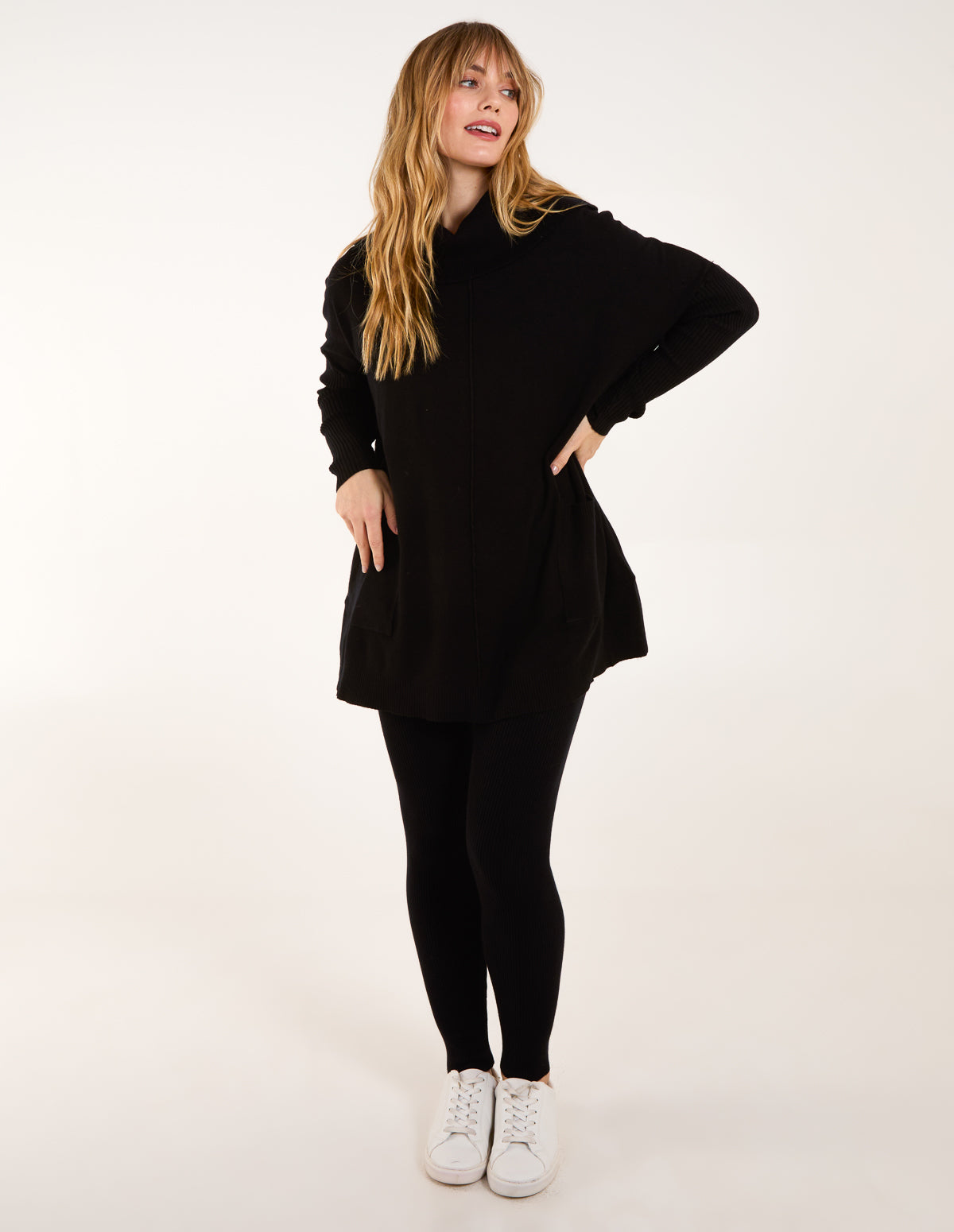 Ribbed Leggings & Cowl Neck Jumper Set