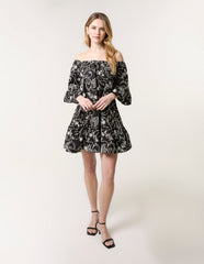Embroidered Smock Dress