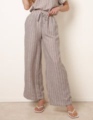 Tie Waist Stripe Wide Leg Trousers