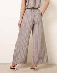Tie Waist Stripe Wide Leg Trousers