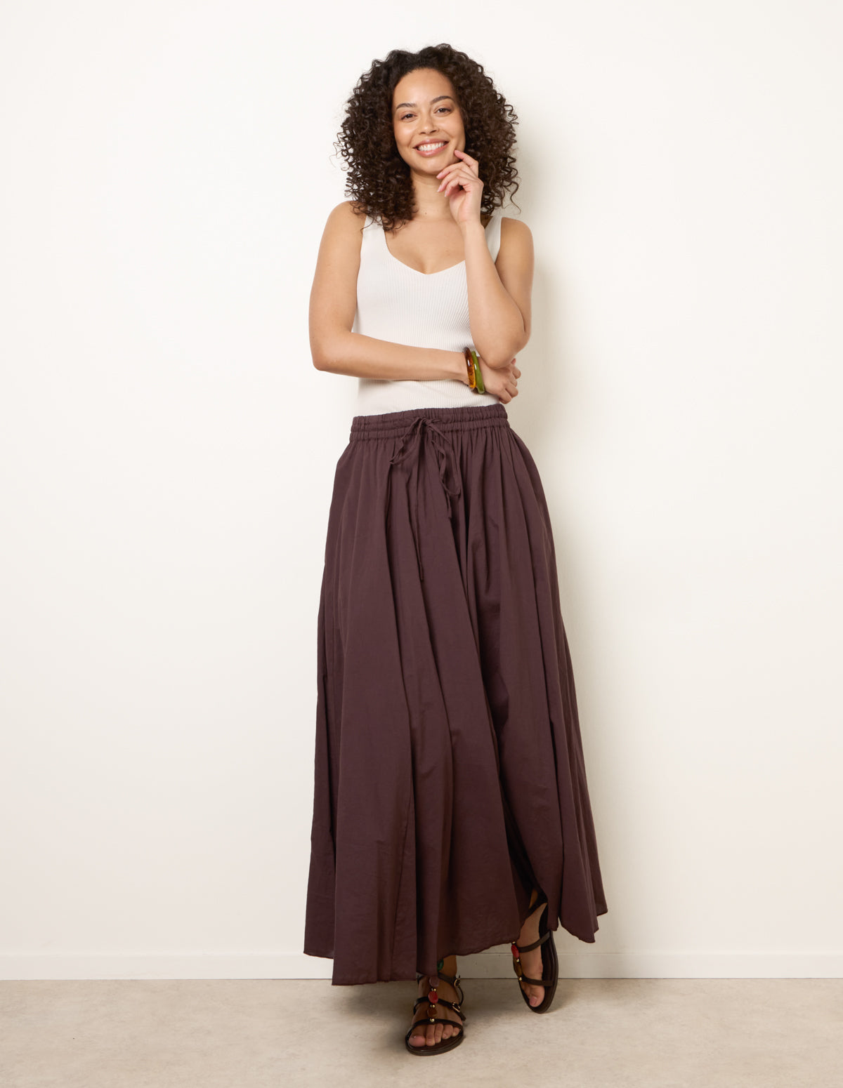 Gathered Panel Maxi Skirt