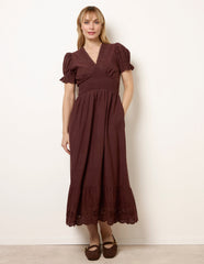 Embroidery Detail V-Neck Maxi Dress