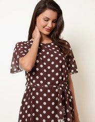 Polka Dot Short Sleeve Border Dress