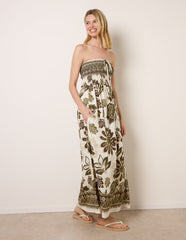 Flower Print Bandeau Maxi Dress