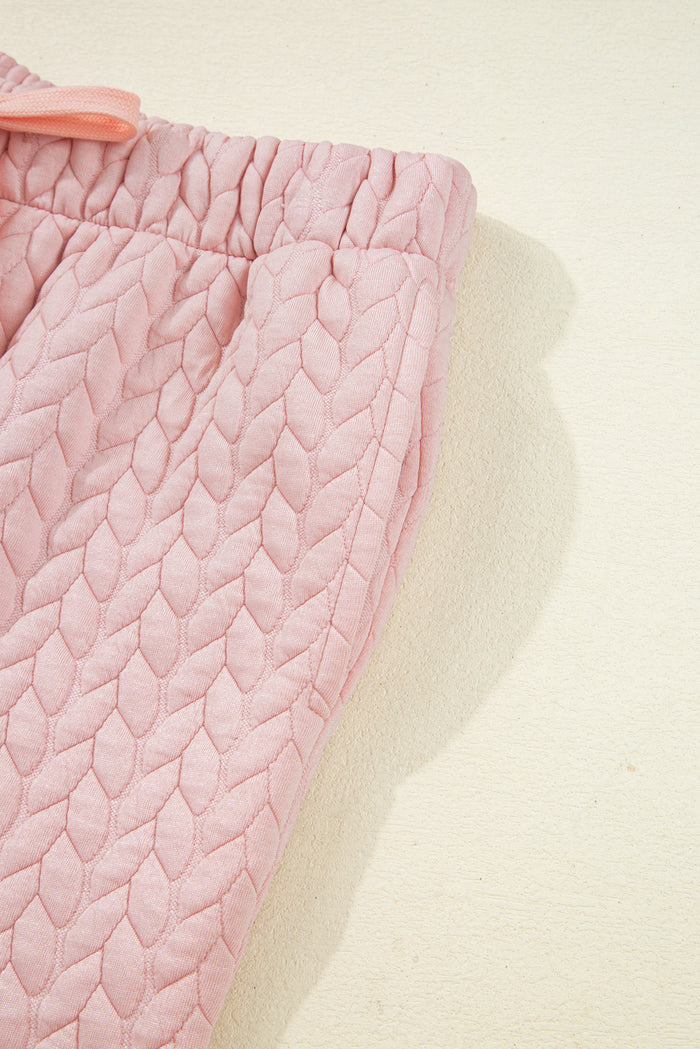 Delicacy Braided Texture Ruffle Hem Top Drawstring Loose Pants Set