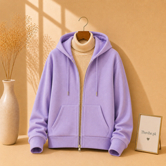 LILAC ZIPPER HOODIE WITH BEIGE HIGH