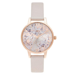 Olivia Burton Abstract Floral Midi Pearl Pink & Rose Gold Women's Watch - OB16VM47