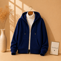 ROYAL ZIPPER HOODIE WITH WHITE HIGH NECK