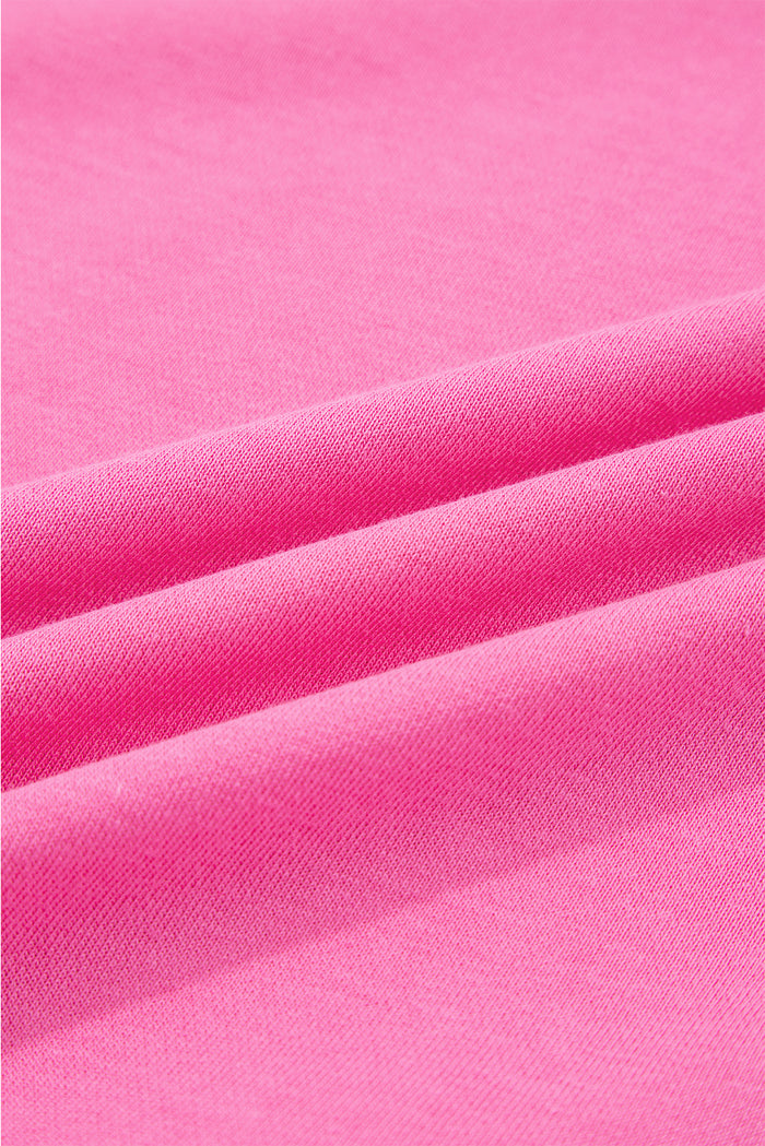 Sachet Pink Solid Color Collared Pullover and Central Seam Pants Set