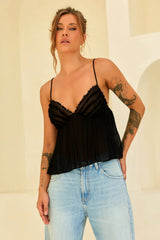 Soft Moonlit Chiffon Top - Black