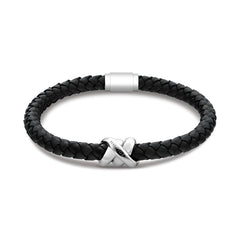Tommy Hilfiger Jewellery Stainless Steel & Black Leather Men's Leather Bracelet - 2790734
