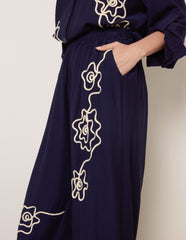 Floral Embroidery Trousers