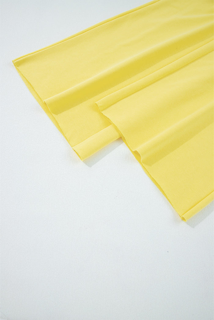 Yellow Cream Drop Shoulder Crop Pullover Drawstring Wide Leg Pants Set